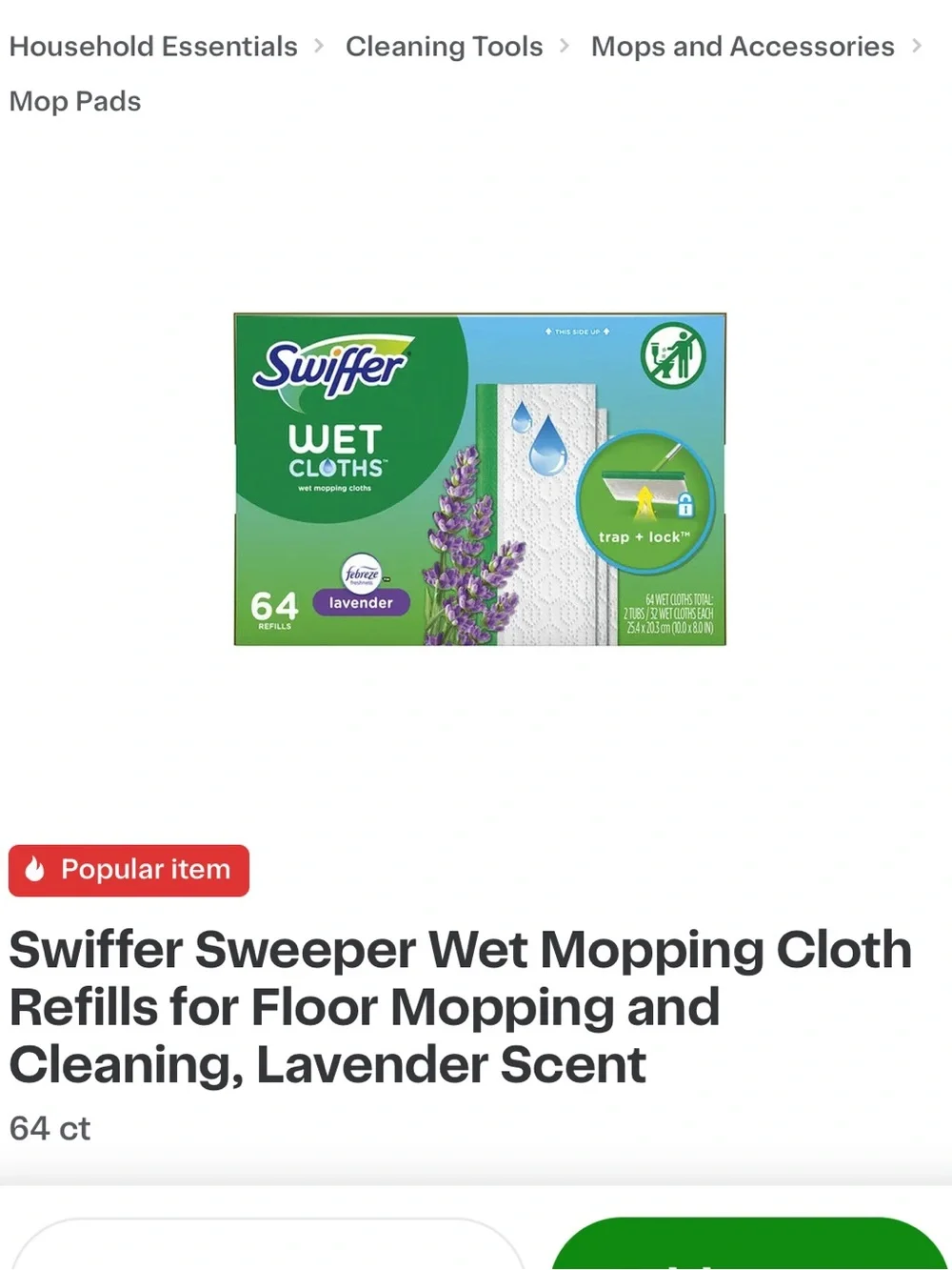 Swiffer Wet Cloths Refill Pads (64 ct)